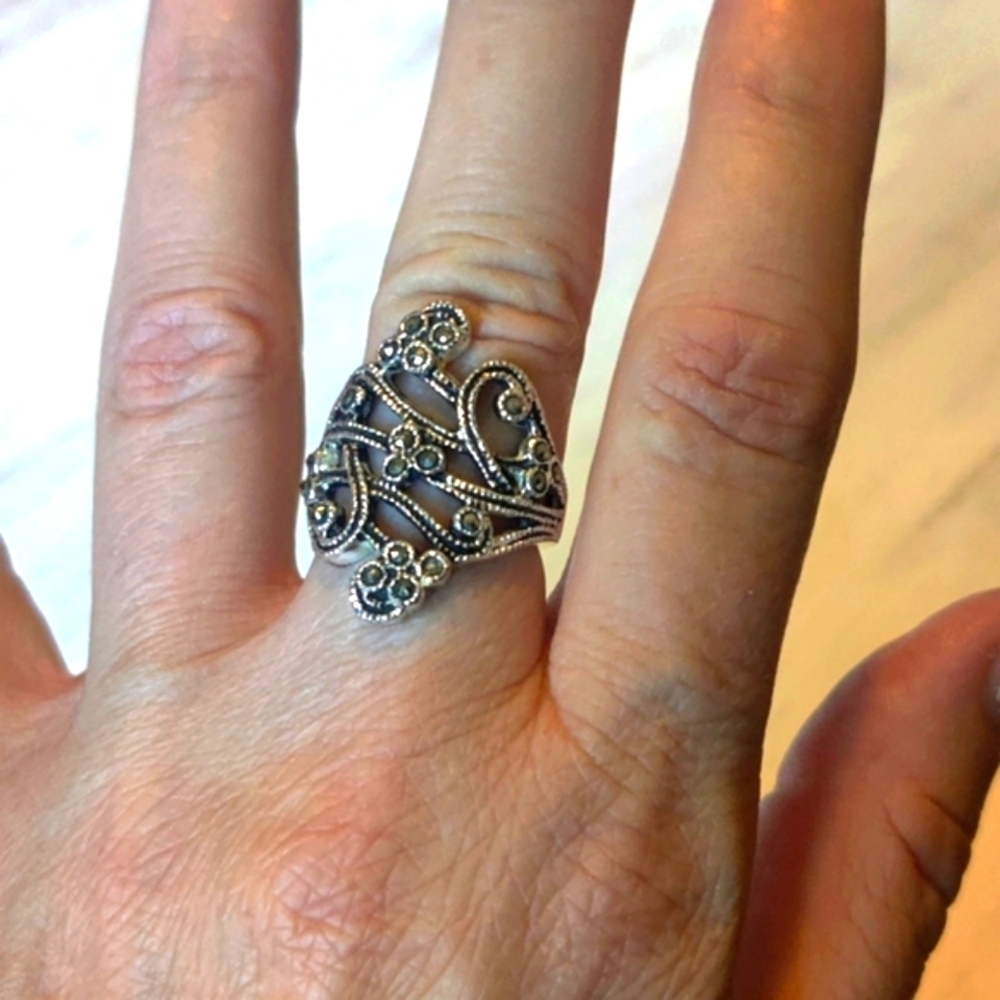 ⭐3 For $21⭐Elegant Silver Filigree Ring - Picture 2 of 4